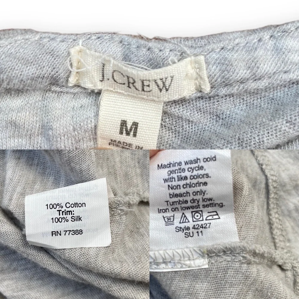 J Crew Gray Silk Trimmed Sleeveless Blouse